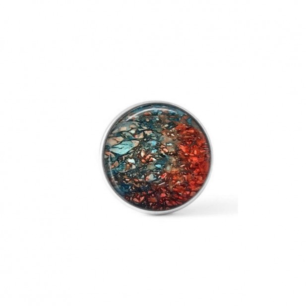 Cabochon / bouton pour bijoux interchangeables - Thème minéral turquoise et rouille