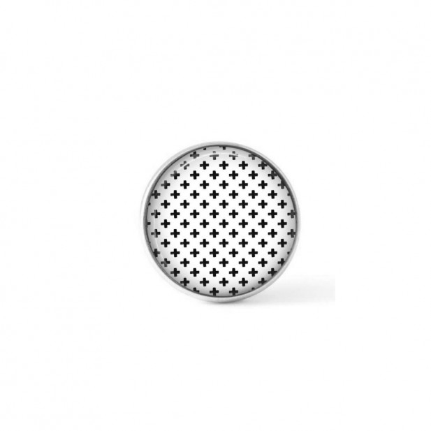 Cabochon / bouton pour bijoux interchangeables - Thème croix noir et blanc