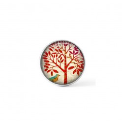 Cabochon à bouton-pression pour bijoux interchangeables sur le thème de l'arbre de vie rouge naïf