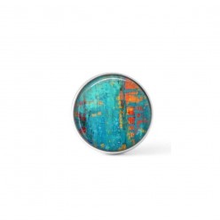Cabochon / Button for Interchangeable Jewelry - Abstract turquoise and orange theme
