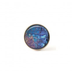 Bouton / Cabochon pour bijoux interchangeables motif bleu et rose minéral.