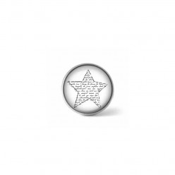 Bouton / Cabochon pour bijoux personnalisables - Motif étoile noir et blanc "écriture"