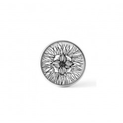 Cabochon / bouton pour bijoux interchangeables - Floral noir et blanc 4