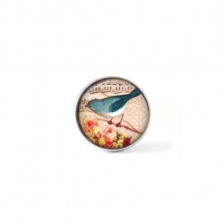 Clip-on snap button for  interchangeable jewelry : Vintage bluebird theme