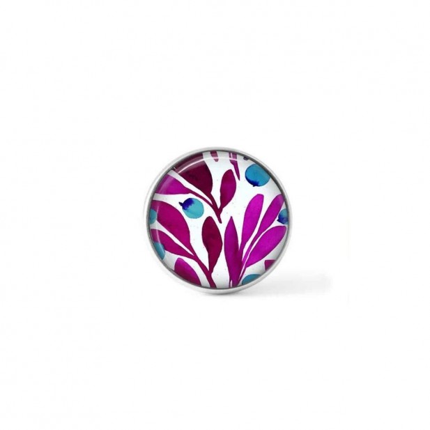 Bouton cabochon clipsable pour bijoux interchangeables : motif floral magenta et turquoise