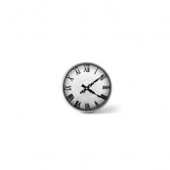 Bouton / Cabochon pour bijoux personnalisables - Motif horloge vintage noir et blanc
