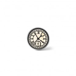 Bouton / Cabochon pour bijoux personnalisables - Motif horloge vintage noir et blanc 2