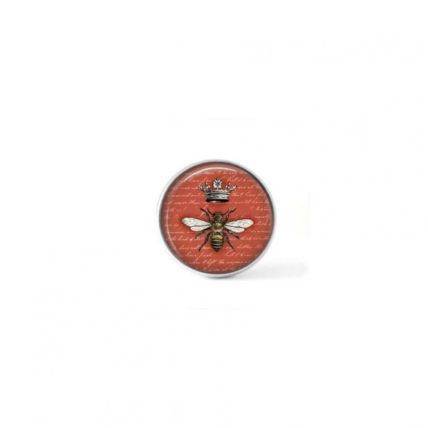 Bouton cabochon clipsable pour bijoux interchangeables : Thème abeille vintage sur fond terra cotta