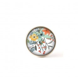 Interchangeable clip on buttons green, orange and yellow floral.