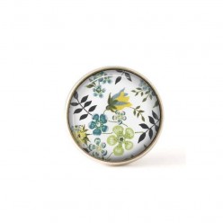 Interchangeable clip on buttons Liberty green flowers