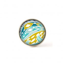 Interchangeable clip on buttons turquoise and anise abstract design