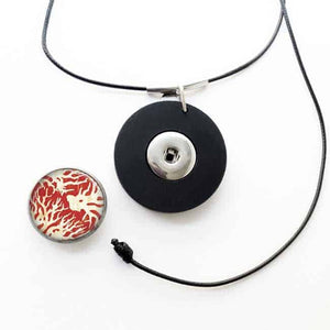 Customizable necklace for cabochon / clip-on button in matte black: necklace only