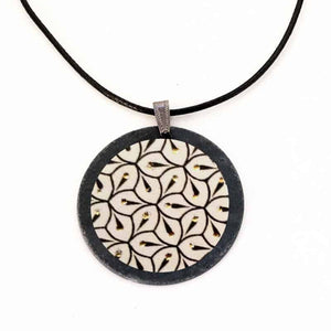 Black, White and Gold Geometric Yule Theme Slate Necklace