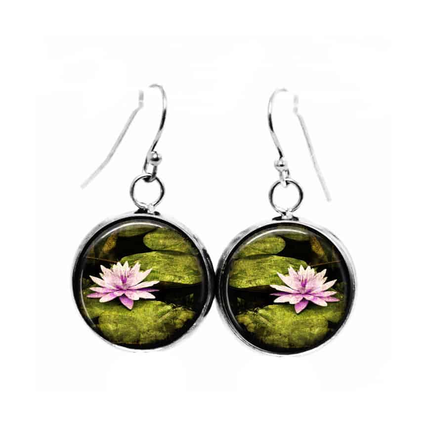 Boucles d'oreilles pendantes Thème Fleur de Nénuphar