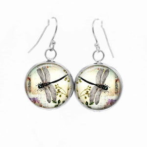 Nature dragonfly theme dangling earrings