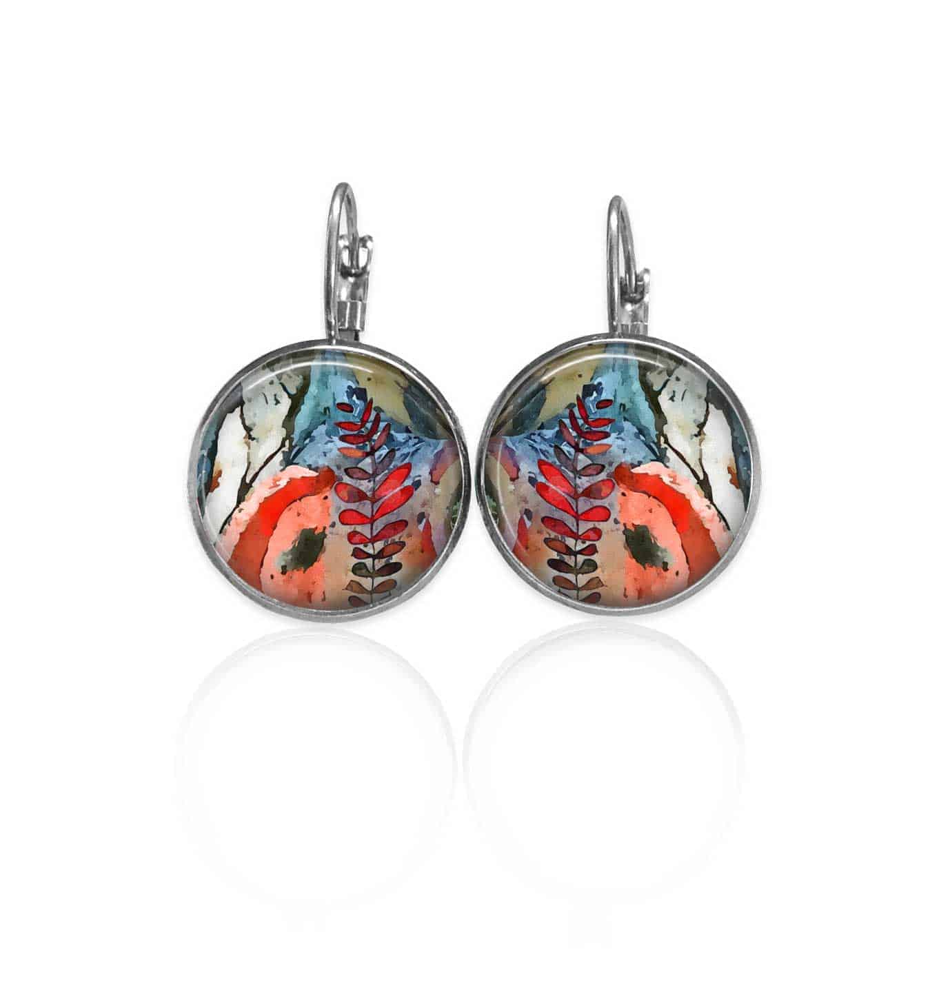 Boucles d'oreilles dormeuses Thème Mabon Automne abstrait 