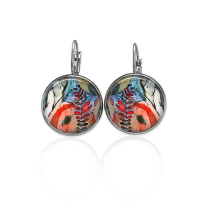 Boucles d'oreilles dormeuses Thème Mabon Automne abstrait 