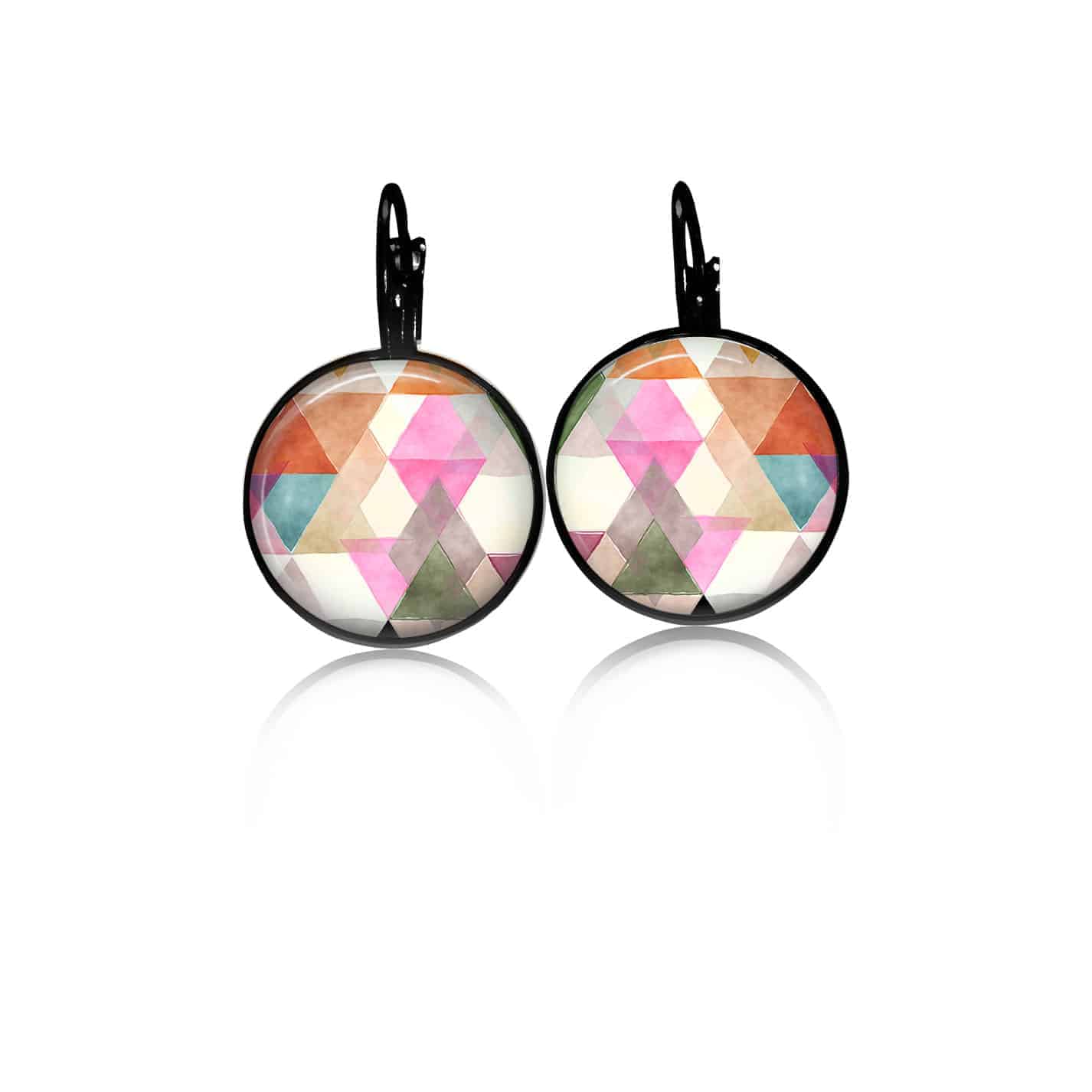 Boucles d'oreilles dormeuses Boho Triangles aquarelle rousses