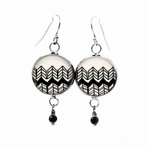 Dangling earrings Theme: Large fine hand-drawn chevrons