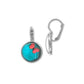 Boucles d'oreilles dormeuses avec un thème Papillon orange sur fond turquoise profond