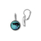 Boucles d'oreilles dormeuses avec theme "Arbre acacia" bleues turquoises