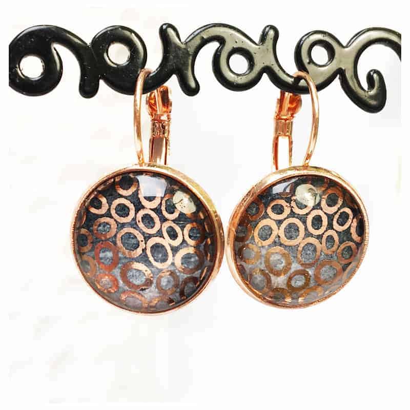 Boucles d'oreilles dormeuses or rose et or : collection Géodes "Cercles"