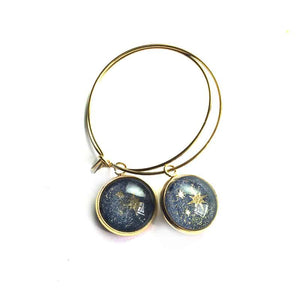 12mm gold stainless steel earrings on the theme of the Milky Way