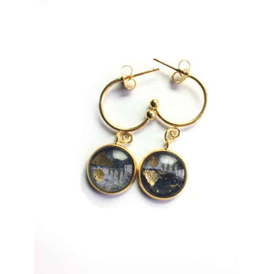 Ying Yang Day &amp; Night hoop earrings in stainless steel 12mm