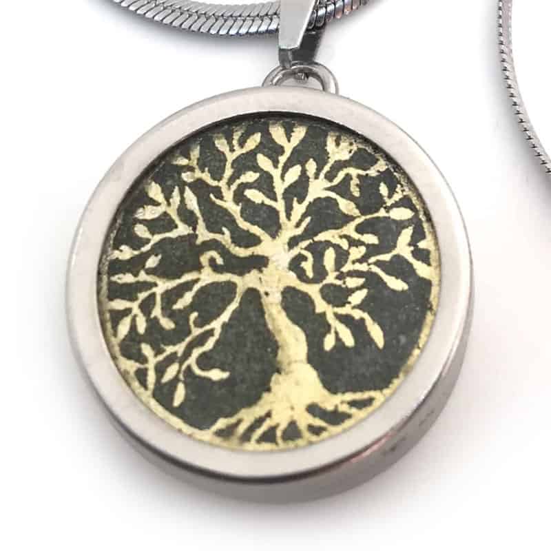 Pendentif interchangeable Arbre de la Vie or 20mm sur chaîne en acier inoxydable