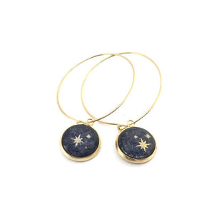 Milky Way theme 12mm gold hoop earrings