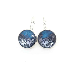 Boucles d'oreilles dormeuses Vagues bleues en 16 mm