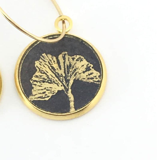 Ginkgo Gold Small Hoops