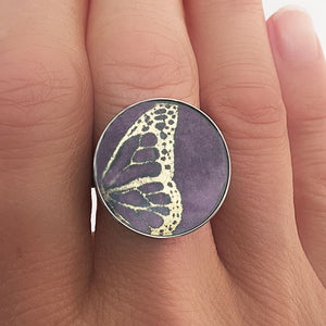 Butterfly theme stainless steel adjustable size ring