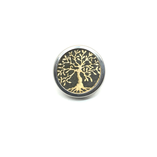 Bouton - cabochon pour bijoux personnalisables avec le thème arbre de la vie or et vert sauge