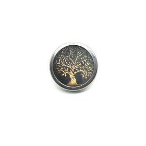 Bouton - cabochon pour bijoux personnalisables avec le thème arbre de la vie or et vert sauge 2