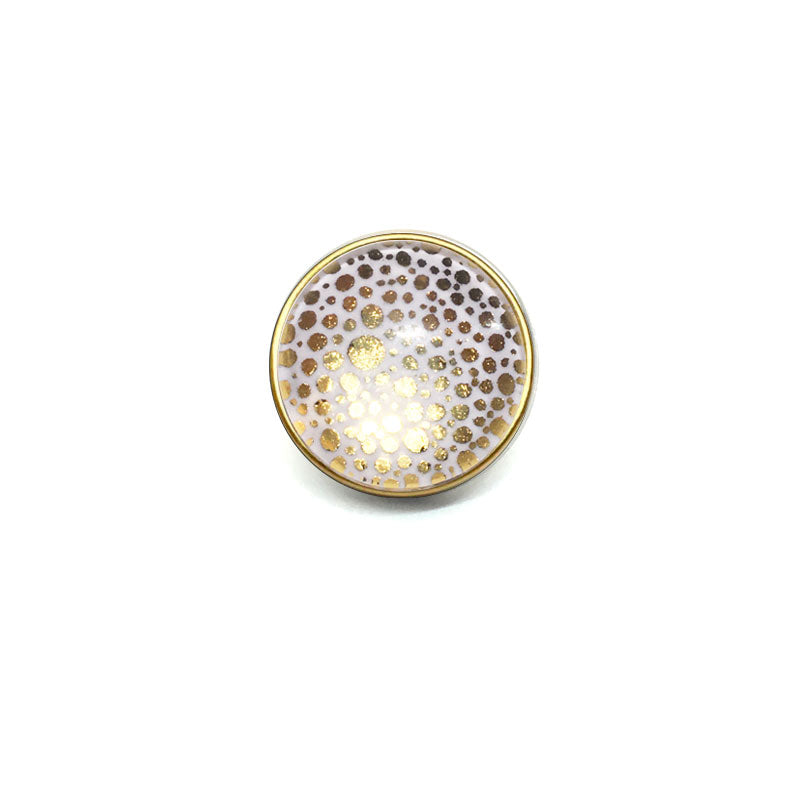 Bouton / Cabochon pour bijoux interchangeables- Pois or ou argent 