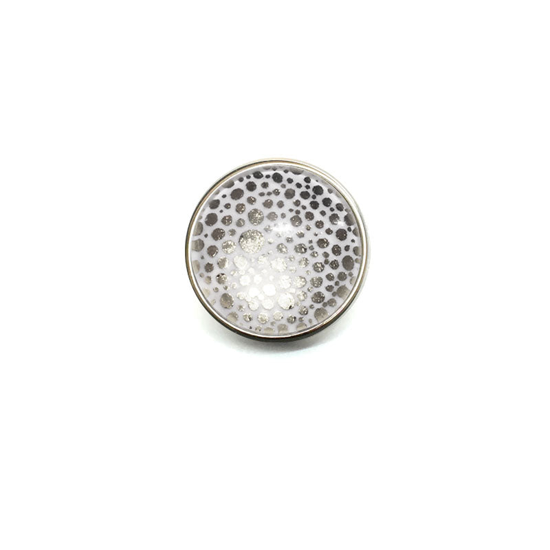 Bouton / Cabochon pour bijoux interchangeables- Pois argent