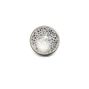 Button / Cabochon for interchangeable jewelry - Silver polka dots