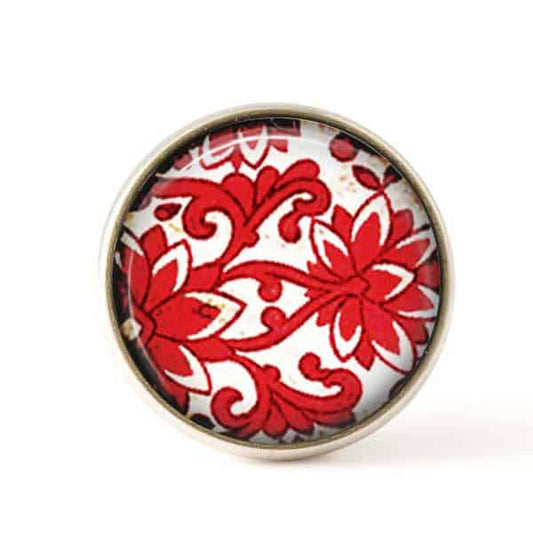 Cabochon pour bijoux interchangeables- Damassée Rouge 1..