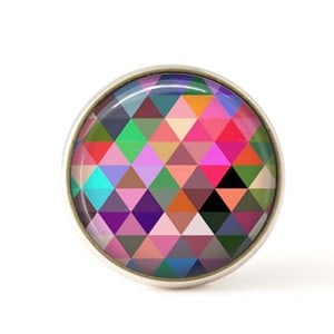 Cabochon pour bijoux interchangeables Triangles aquarelle multicolores rose