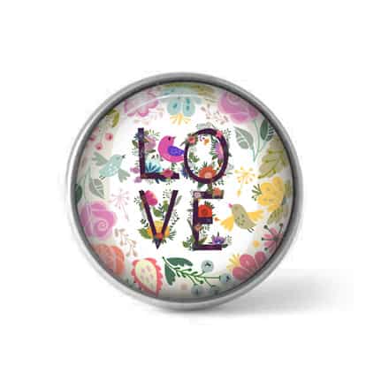 Bouton / Cabochon pour bijoux personnalisables - Motif couronne florale "love"
