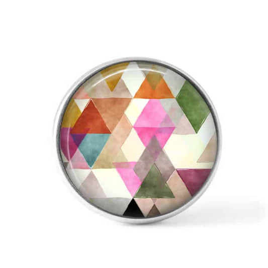 Bouton cabochon clipsable pour bijoux interchangeables : motif triangles boho aquarelle 2