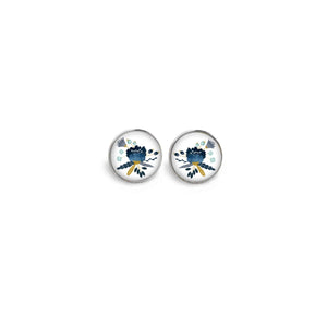 Stud earrings on the theme of Scandinavian blue flowers