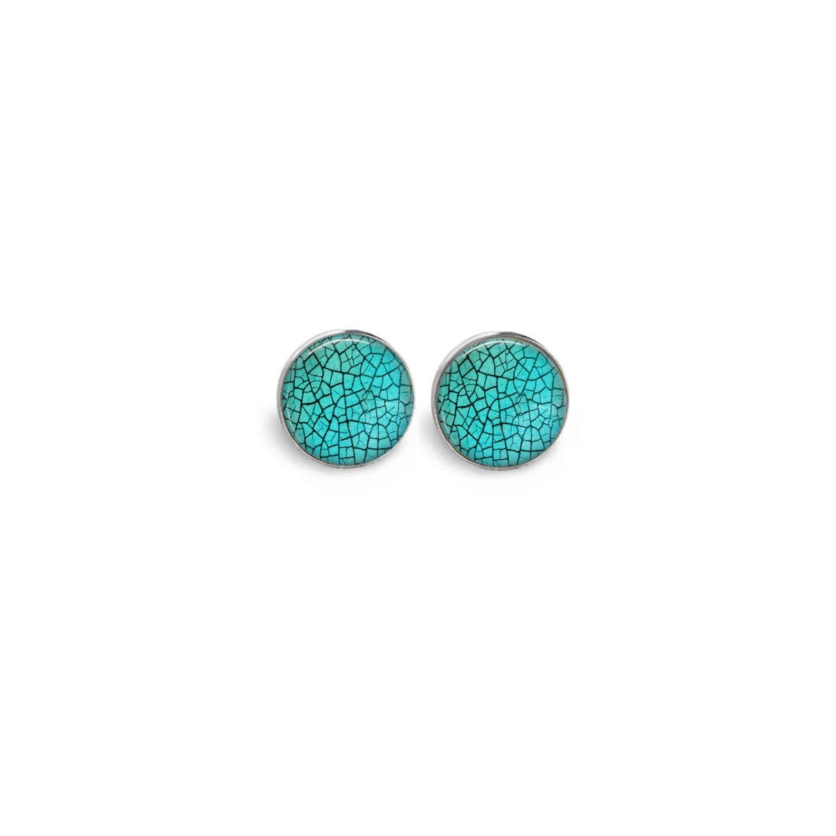 Clous d'oreilles au thème turquoise craquelé