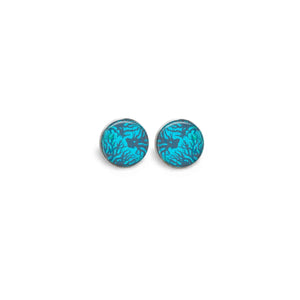 Turquoise Blue Coral Themed Stud Earrings