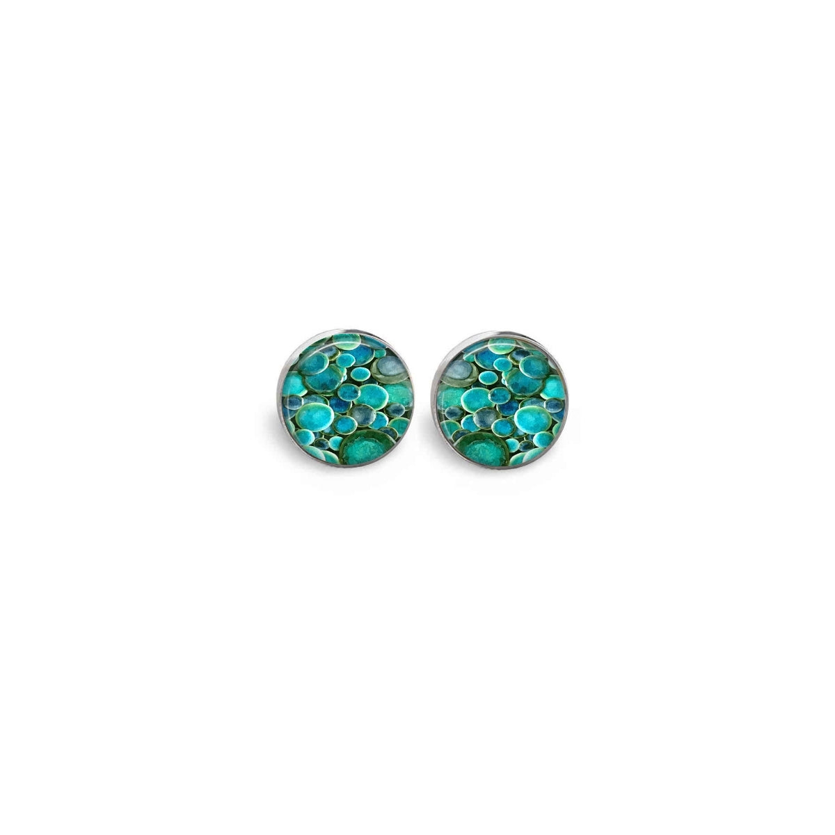 Boucles d'oreilles sur le thème des ronds turquoise profond