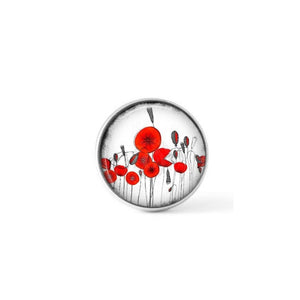 Button / Cabochon for interchangeable jewelry - Naive poppies theme