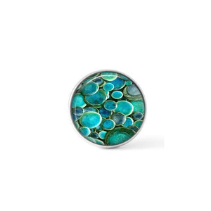 Cabochon / button for interchangeable jewelry - deep turquoise round theme