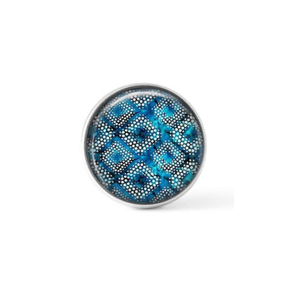 Cabochon / bouton pour bijoux interchangeables - Batik turquoise