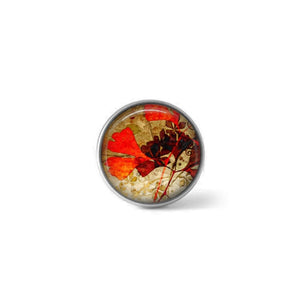 Button / Cabochon for customizable jewelry - Gingko leaf pattern in autumn colors